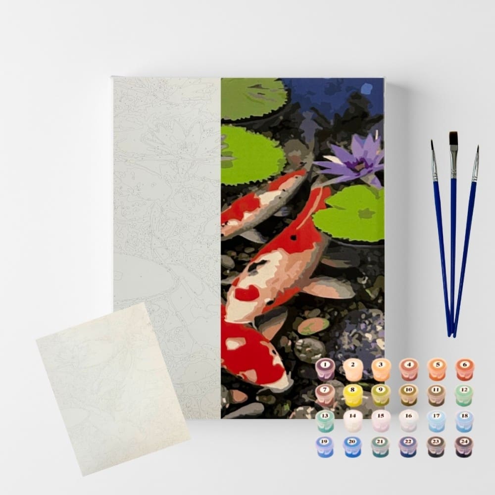 conjunto pintura numerada arte terapia 40x50cm carpas